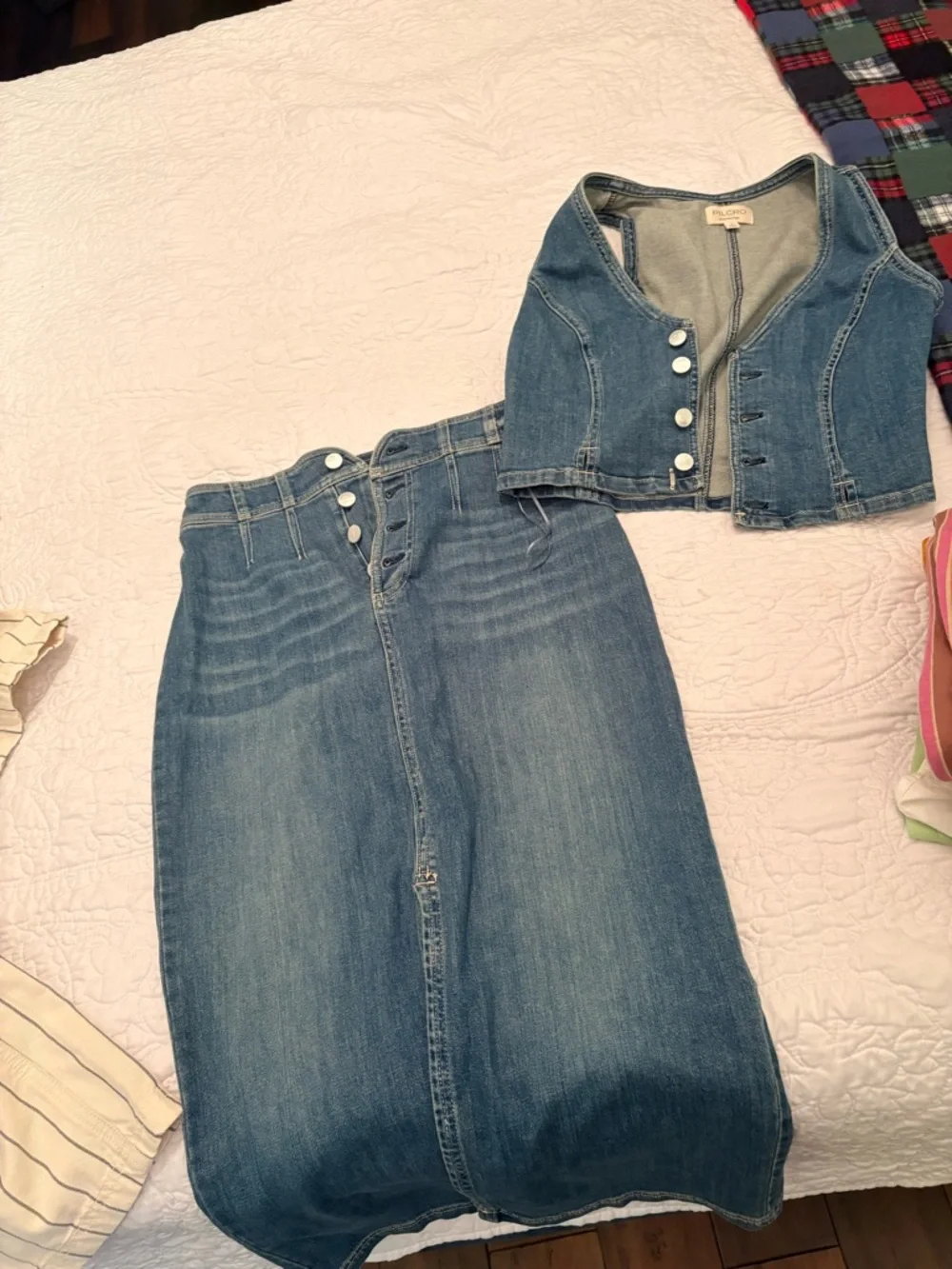 Anthropologie  Blue Denim High-Waist Women’s Jeans Dress/Skirt Set - Picture 3 of 6